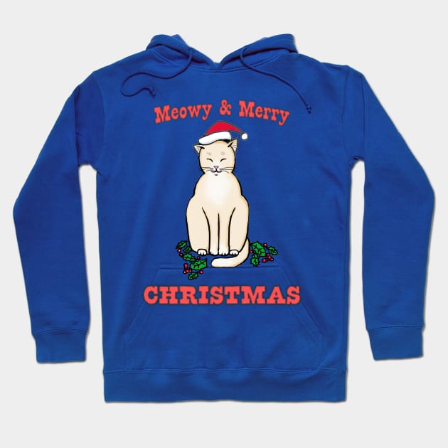 Meowy & Merry Christmas - Cute Cat Design Hoodie by jdunster